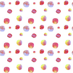 Watercolor polka dot seamless pattern.