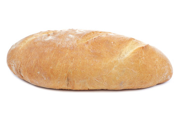 Loaf of bread on white background.