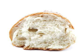 A loaf of fresh bread isolated on white background.