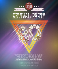 Obraz premium Retro Disco 80s Neon Poster made in Tron style with Triangles, F