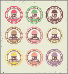 ICE CREAM RETRO LABELS SET