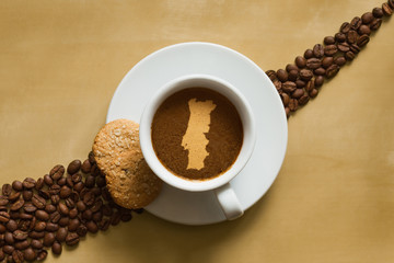 Still life - coffee with map of Portugal