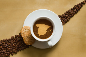 Still life - coffee with map of Spain