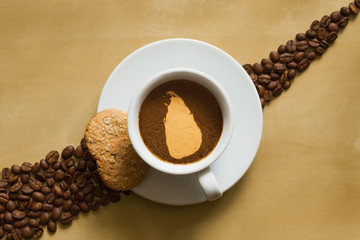 Still life - coffee with map of Sri Lanka