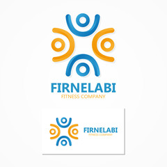 Vector logo group people with their hands up