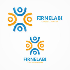 Vector logo or icon group people with their hands up