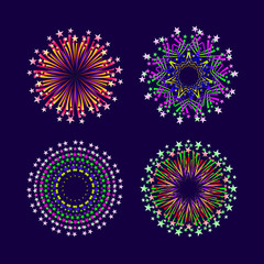 Party and holiday event firework icon flat set isolated vector