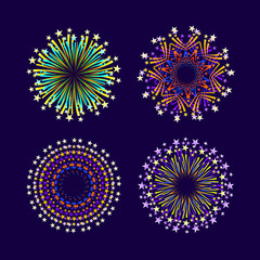 Party and holiday event firework icon flat set isolated vector