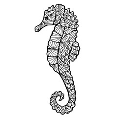 Stylized vector  sea horse, zentangle © ElenaMedvedeva
