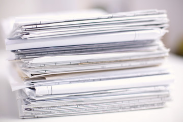 Big stack of papers ,documents on the desk
