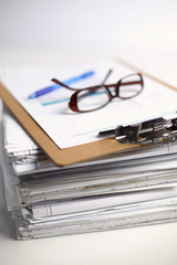 Big stack of papers ,documents on the desk