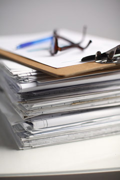 Big stack of papers ,documents on the desk
