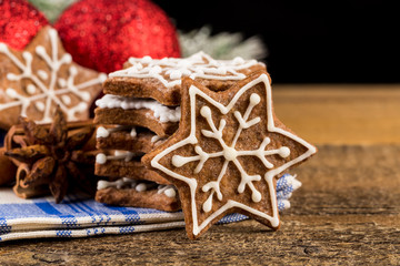 Christmas decoration with gingerbread cookies