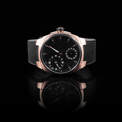 Swiss watches on black background