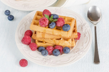 Waffles with berries
