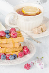 Waffles with berries