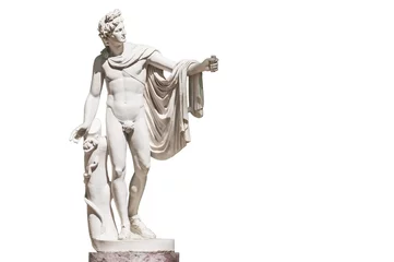 Fototapete Historisches Monument Statue von Apollo Belvedere isoliert auf weiß