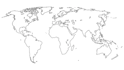 Rolgordijnen Weltkarte neutral in weiß - Vektor © ii-graphics