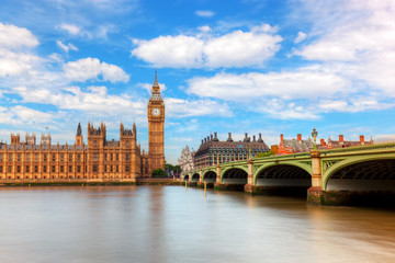 Big Ben, Westminster Bridge na Tamizie w Londynie, Anglia - obrazy, fototapety, plakaty