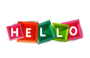Hello word button banner or squares