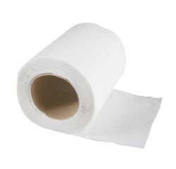 Tissue paper roll on white background.