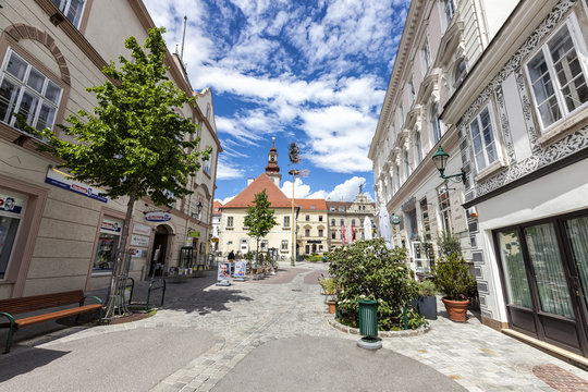 Town Hall in the pedestrian area in the city center of Mödling - Lower Austria