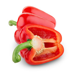 Red bell pepper with half