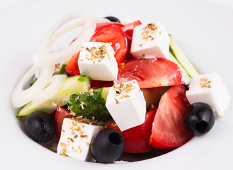 fresh vegetable salad isolated on white background