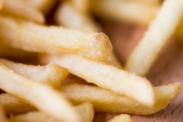 close up of french fries on table