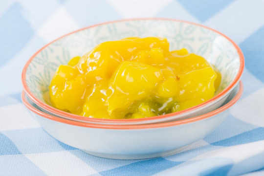 Piccalilli - Pickled cauliflower and other vegetables with mustard and turmeric.