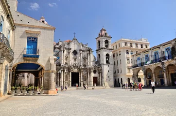 Fotobehang Het plein van de kathedraal in Havana, Cuba © Надежда Стоянова