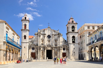 Het plein van de kathedraal in Havana, Cuba