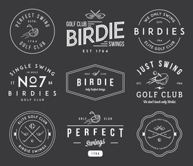 Golf Badges and labels white on black