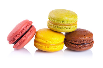 French macaroons on a white background