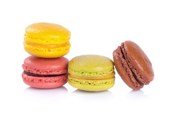 French macaroons on a white background