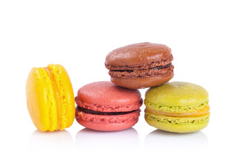 French macaroons on a white background