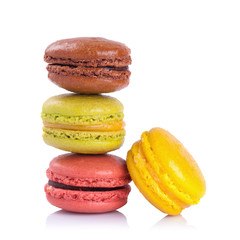 French macaroons on a white background