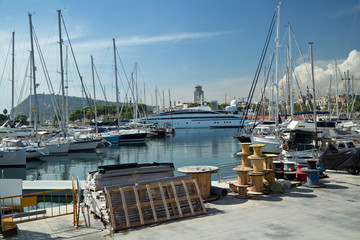 Fototapeta na wymiar View of the Port Vell. Barcelona, ​​Spain