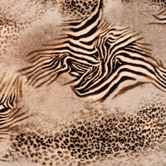 Fototapeta na wymiar texture of print fabric striped leopard and zebra