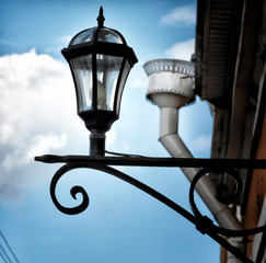 wrought-iron street lamp