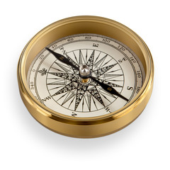 High Quality Brass Compass with clipping path
