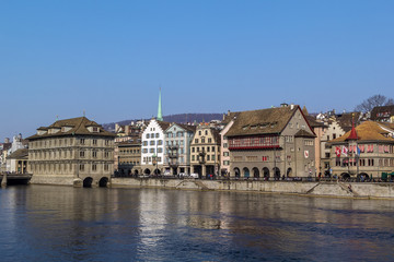 embankment of Limmat river, Zurich