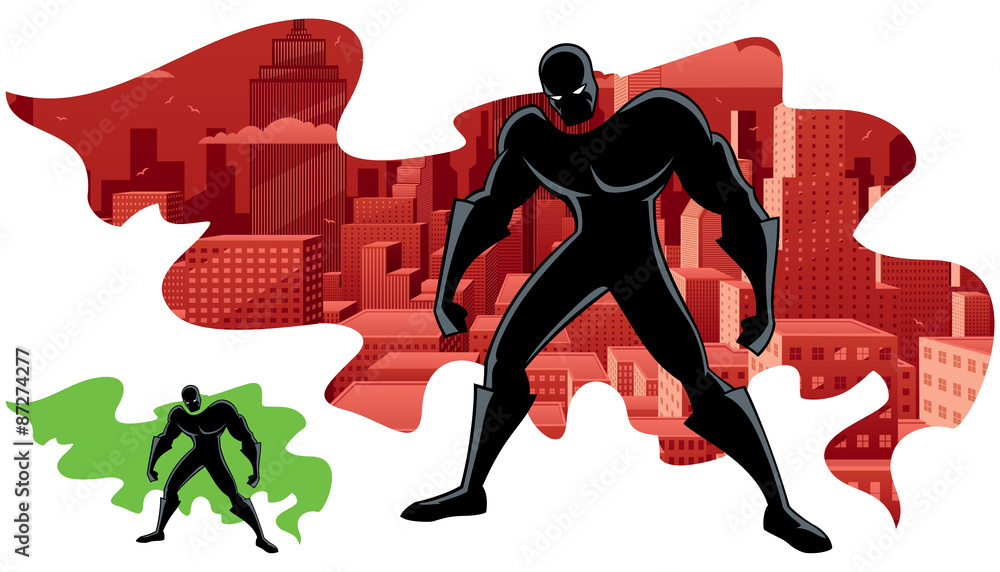 Fototapete superhero abstract 2 / abstract illustration of superhero and city. no transparency used. basic (lin