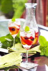 White sangria with fruits and berries