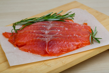Sliced salmon