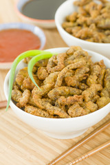 Crispy Beef - Oriental battered and deep-fried beef with sweet chilli and soya sauce.