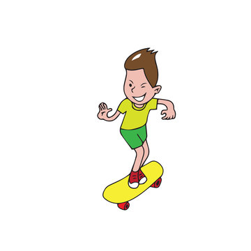 Boy playing skateboard
