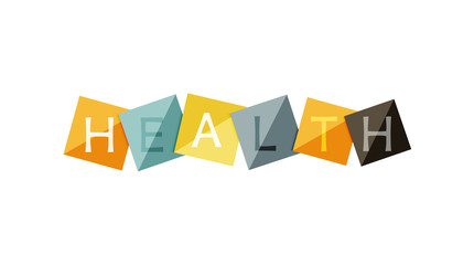 Word concept on color geometric shapes - health