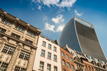 City architecture. Modern and ancient buildings on a beautiful d