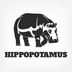 Vector hippopotamus black illustration